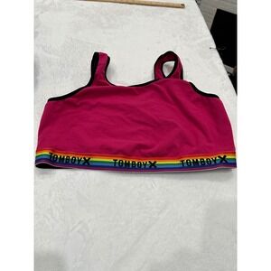 Tomboyx Pink Rainbow Band Cropped Tank Top Bra Top Size 4X